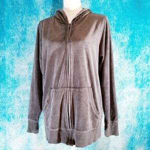 Tek Gear Grey Velvet Active Hoodie Top